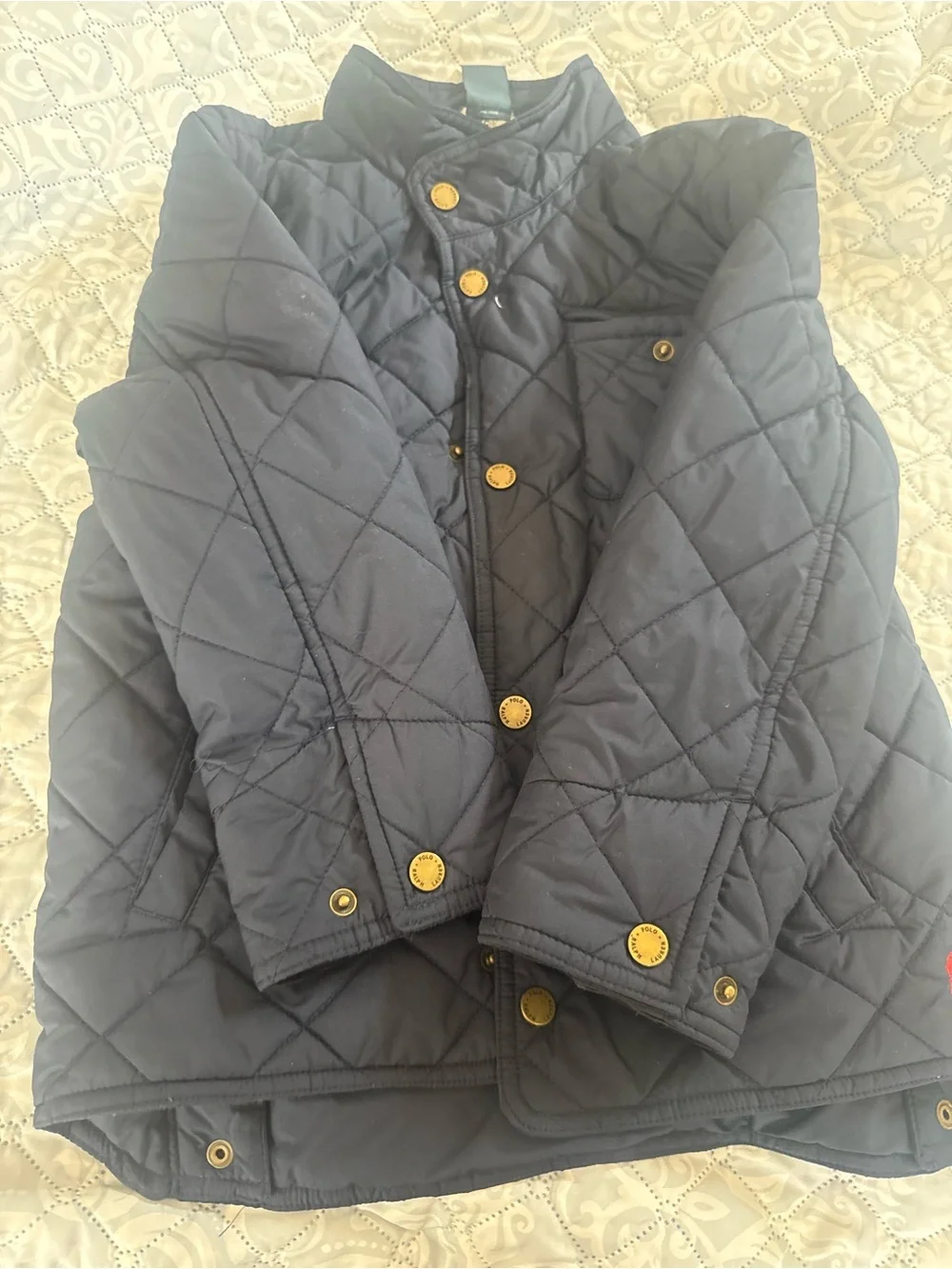Ralph Lauren Navy Quilted Puffer Jacket with Red Pony